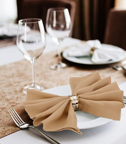 Utopia Home [288 Pack, Beige] Cloth Napkins 18x18 Inches, 100% Polyester Hemmed Edges, Washable and Reusable Ideal for Parties, Weddings and Dinners