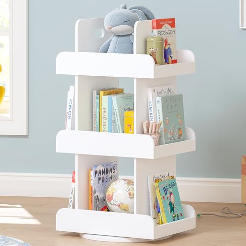 Kids Rotating Bookshelf Tower - Spinning Bookcase for Toddlers & Kids