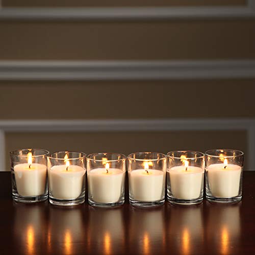 Ivory Glass Votive Candles 48-Pack - Unscented, 10-12 Hour Burn, Bulk Set for Weddings & Events