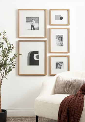 Rustic Brown Gallery Framed Wall Art Set of 5 - Modern Rectangle Decor