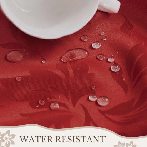 Romanstile Red Flower Jacquard Rectangular Tablecloth 60 x 120 Inch - Elegant Home Decor