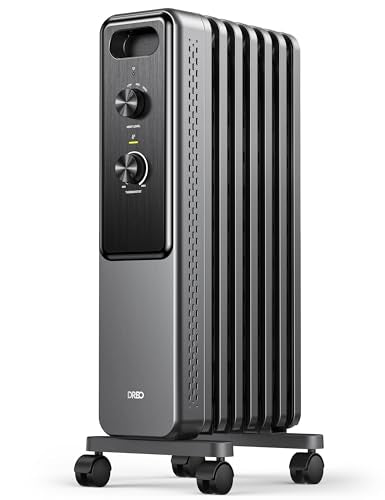 DREO Oil Filled Radiator Heater - Gray, Quiet Electric Space Heater for Large Rooms