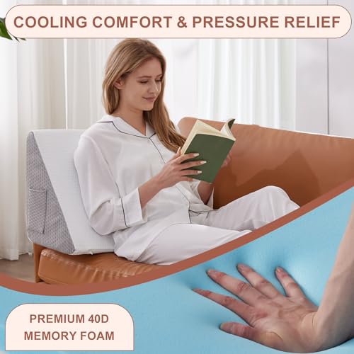 Bedluxe Memory Foam Knee Pillow 23.6x18.9x7.9 Inch White/Grey - Leg Support & Elevation