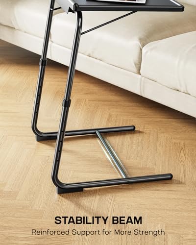 Set of 2 TV Tray Tables - Adjustable Height & Tilt, Folding, Black