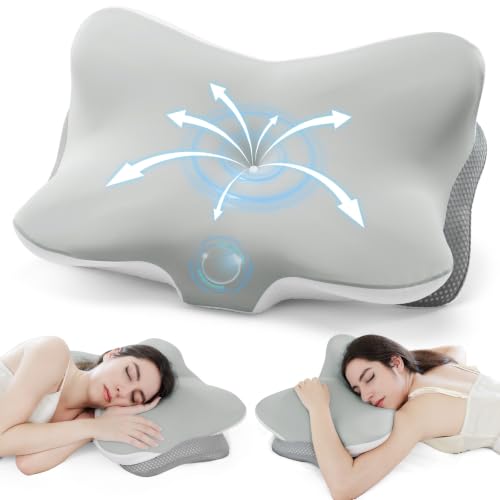Zmarthumb Grey Butterfly Ergonomic Memory Foam Cervical Pillow for Neck Pain Relief