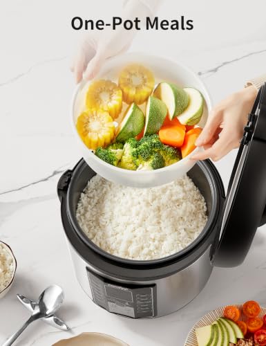 COMFEE' 10-Cup Uncooked Rice Cooker with 14 Presets, Nonstick Pot, 5.3Qt Capacity