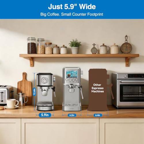 20 Bar Espresso Machine with Milk Frother & Touchscreen - Silver