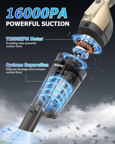 AHNR Cordless Handheld Car Vacuum Cleaner with Powerful Suction & Accessories