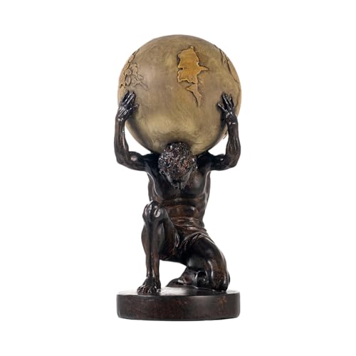 Atlas Holding Up World Statue - Resin Sculpture, Brown, 11.5 Inch