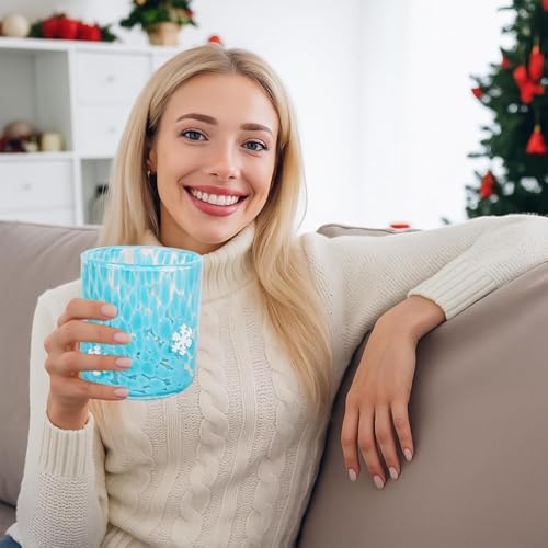Snowflake Snowflake Stemless Wine Glasses - 14oz Christmas Holiday Decor (2 Pack)