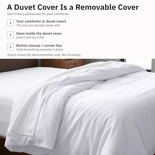 California Design Den Queen Size White Duvet Cover Set 92x90 Bed Linen - No Comforter