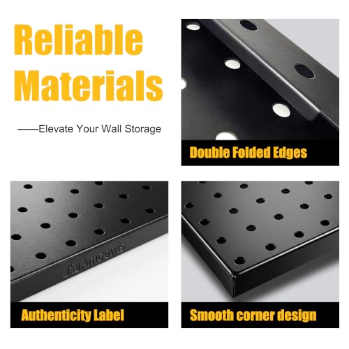 Black Metal Pegboard Panels 16x33 Inches Pack of 4 Wall Organizer