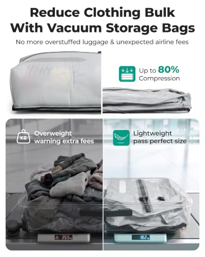 2 Pack Travel Vacuum Storage Bags with Electric Pump - Black, Space Saving