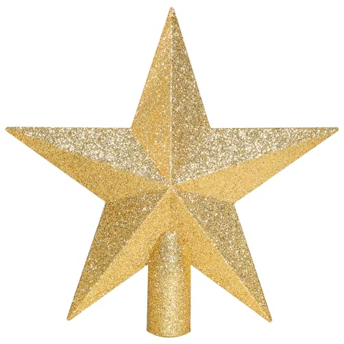 Annecy Glitter Star Tree Topper - Shatterproof Christmas Tree Decoration (Gold)