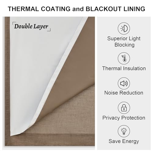 Blackout Linen Curtains 2 Panels 40W x 96L - Pinch Pleated, Noise & Heat Insulation, Room Darkening, Variation of THIS listing