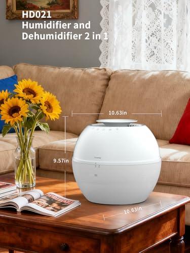 2-in-1 Dehumidifier & Humidifier with Purifier, 101oz Tank, Smart Steam Control for Bedroom and Basement