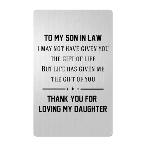 Personalized Son-in-Law Wallet Card Gift from Mother-in-Law - Christmas, Wedding, Father's Day