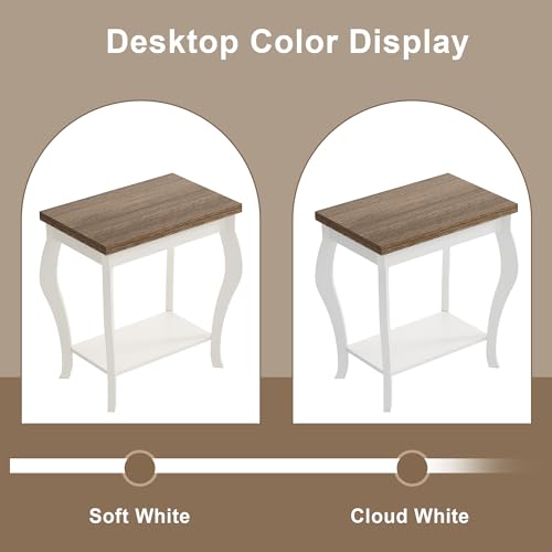 ChooChoo End Tables Living Room Set of 2 - Soft White Curved Legs