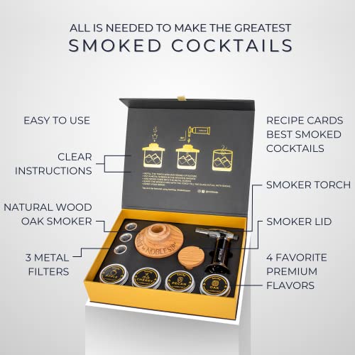 Whiskey Bourbon Cocktail Smoker Kit with Oak Wood & Gift Box - Original (Not Engraved)