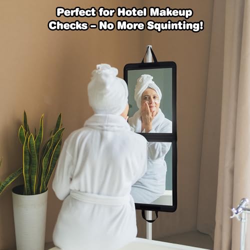 LPHUMEX Black Foldable Full Length Travel Mirror 33” Shatterproof for Dancing & Camping