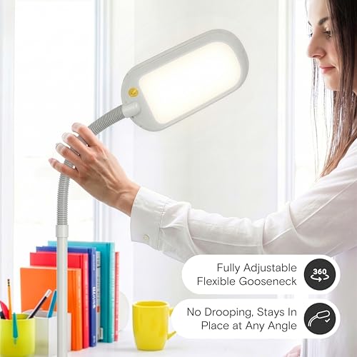 Brightech Litespan LED Floor Lamp with Dimmer & Adjustable Neck - Alpine White