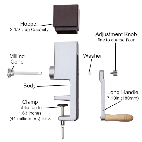 Kitchen Crop Hand Crank Grain Mill - Stainless Steel Flour Grinder for Wheat & Multi-Grain