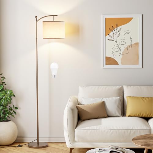 60-Inch Floor Lamp with Adjustable Shade & 3 Color Temperatures - Brown & Beige Variation