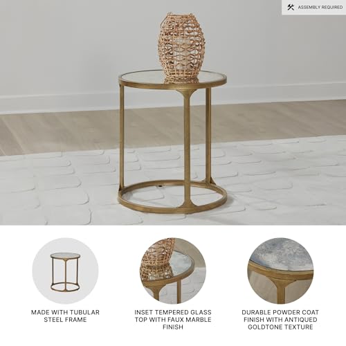 Antique Gold Signature Design by Ashley Korajane Round End Table, 20 Inch