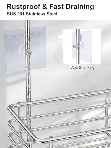 SMARTAKE Hanging Shower Head Caddy with Soap Dish - Silver (Variation 01)