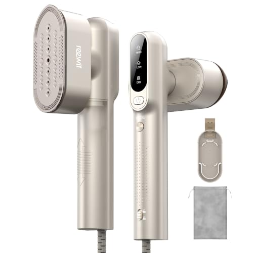 Reewit Travel Steamer & Iron 2-in-1 - Champagne, Portable Handheld Garment Steamer, Fast Heat-Up, Dual Voltage, Large Heat Panel