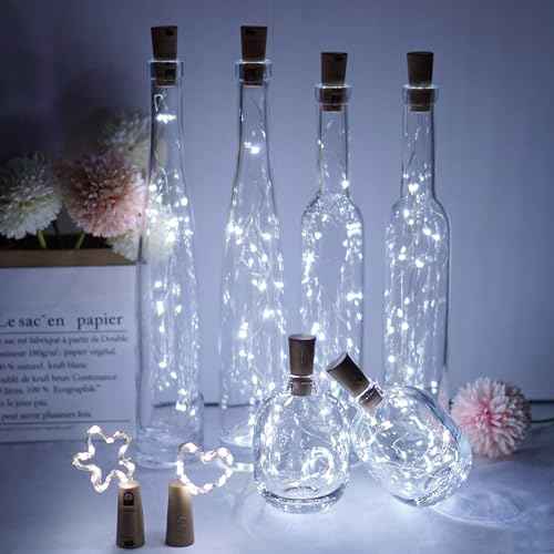 Wine Bottle Lights 20 LEDs Cork Lights Waterproof Battery (Included) Operated Fairy Mini String Lights for DIY Jar Indoor Bedroom Party Wedding Christmas Decor Pack of 4(Cool White)