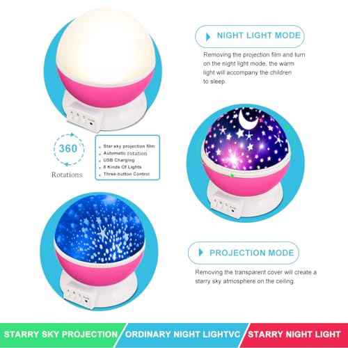 Star Projector, Night Light Lamp Fun Gifts for 1-4-6-14 Year Old Girls and Boys Rotating Star Sky Moon Light Projector for Kids Bedroom Decor -Pink