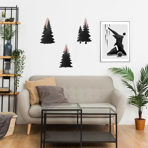 Lumncomfor 3PCS Wooden Pine Tree Wall Art Set, Forest Wall Decor Woodland Nature Tree Themed Home Decor Rustic Christmas Gift for Living Room Nursery Bedroom Cabin Office