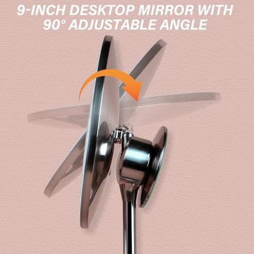 9-Inch Makeup Vanity Mirror with Lights & 5X/10X Magnification - Magnetic, Rechargeable, 90° Adjustable, Metal Frame, 16in Length - Black