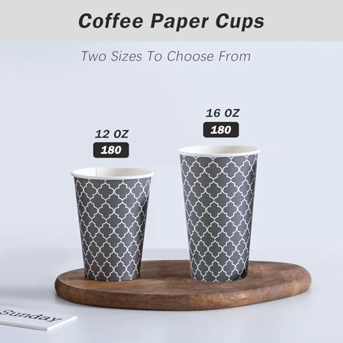 Lamosi 12 oz Disposable Coffee Cups - 180 Pack Hot & Cold Drinkware Variation