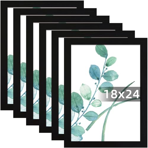Black 18x24 Inch Picture Frames Set of 6 Wall Gallery Photo Frames