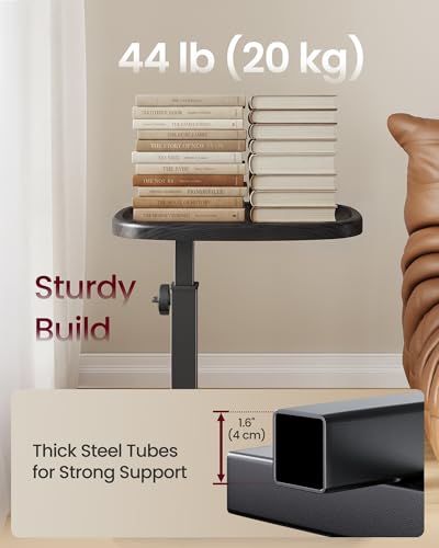 VASAGLE Ink Black C-Shape Adjustable Height Side Table for Couch & Bed