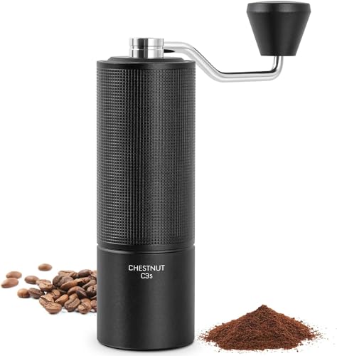 TIMEMORE C3S Black Manual Coffee Grinder with Steel Conical Burr, All-Metal Body, Adjustable for Espresso & Pour Over, 25g Capacity