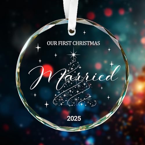 Wedding Gift First Christmas Married Ornament 2025 Mr and Mrs Gift for Newlyweds Couple 2025 Personalized Bridal Shower Gifts Our First Christmas Married Ornament 2025