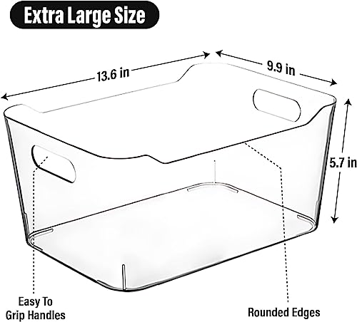 8 Extra Large Plastic Storage Bins for Kitchen Pantry & Home Organization