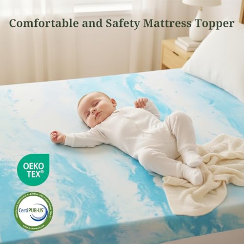 Blue Full 3 Inch Gel Memory Foam Mattress Topper - Ventilated Bed Pad