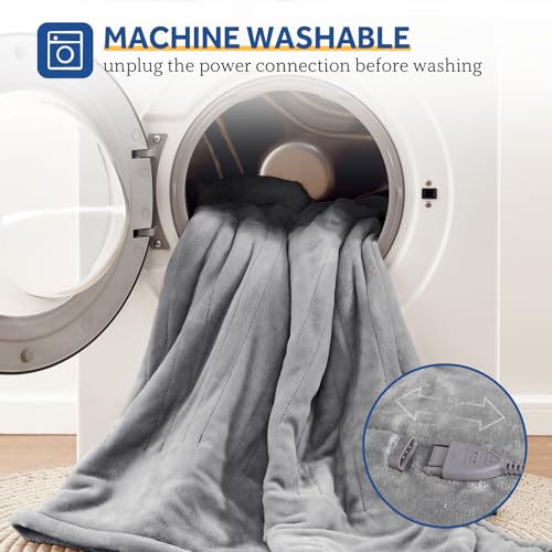 Sealy Full Size Electric Heated Blanket 80x84 Light Grey with Auto Shutoff