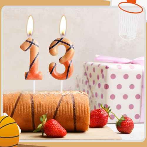 Zi Lan Basketball 9th Birthday Candle Brown Basketball Themed Cake Candles Happy Birthday Party Cake Topper for Boy Girl Kid Sport Theme Party Decorations Celebration Supplies