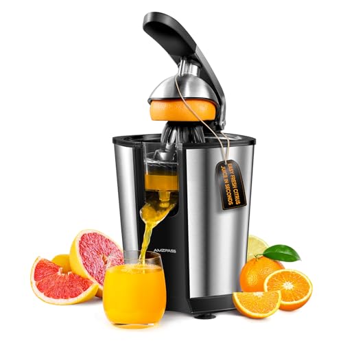Electric Orange Juicer Squeezer with 2 Cones & Soft Grip Handle - Black