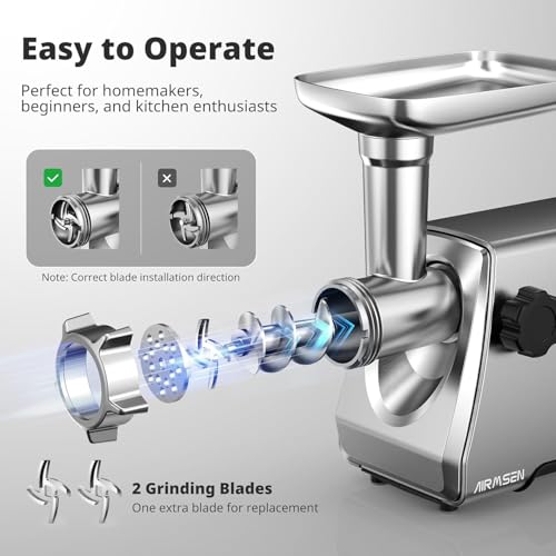Electric Meat Grinder & Sausage Maker - Medium - Heavy Duty Stainless Steel