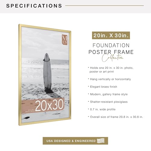 MCS Foundation Poster Frame 20x30 Brass - 1-Pack Modern Gallery Wall