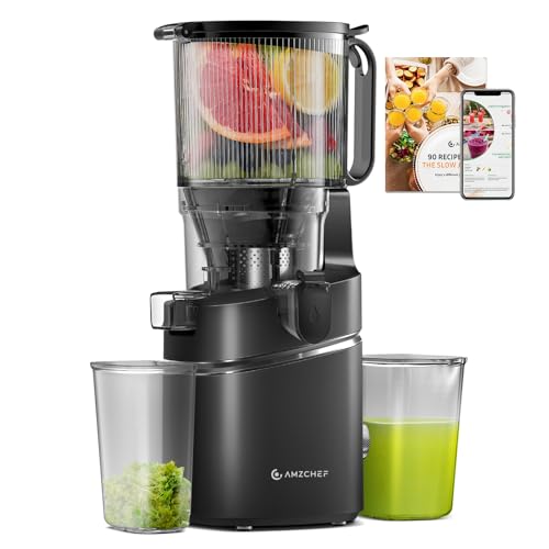 AMZCHEF Cold Press Juicer, 5.8" Wide Mouth Hopper for Whole Recipe