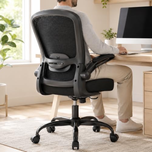 Ergonomic Office Chair with Adjustable Lumbar & 135° Recline - Modern Black