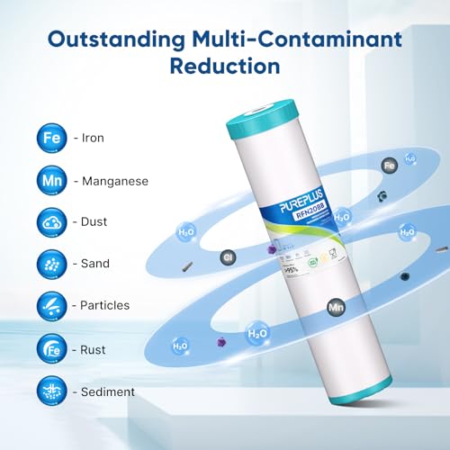 PUREPLUS 20x4.5 Inch Iron & Manganese Removal Water Filter - Reusable Filter Cartridge