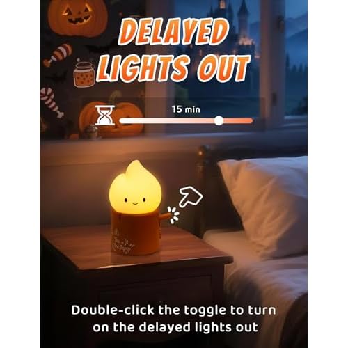 Halloween Candles Light for Kids, Electronic LED Flameless Candle, Cute Emotional Support Flame Night Lamp, Mood Candlelight for Halloween Christmas Birthday Party Decor